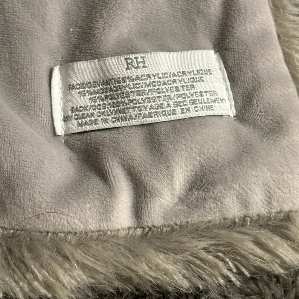 Luxurious Restoration Hardware Gray Faux Fur Throw Blanket